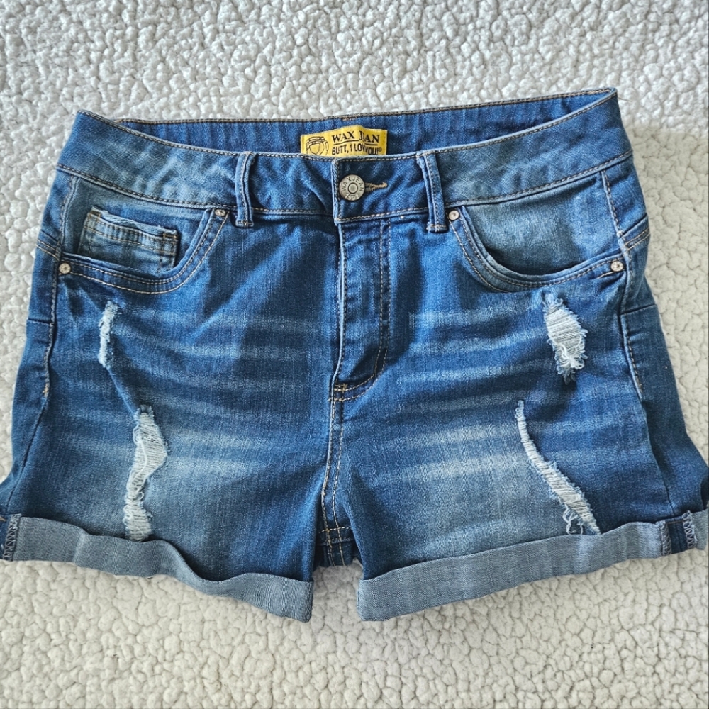 WAX Butt I love you jean shorts